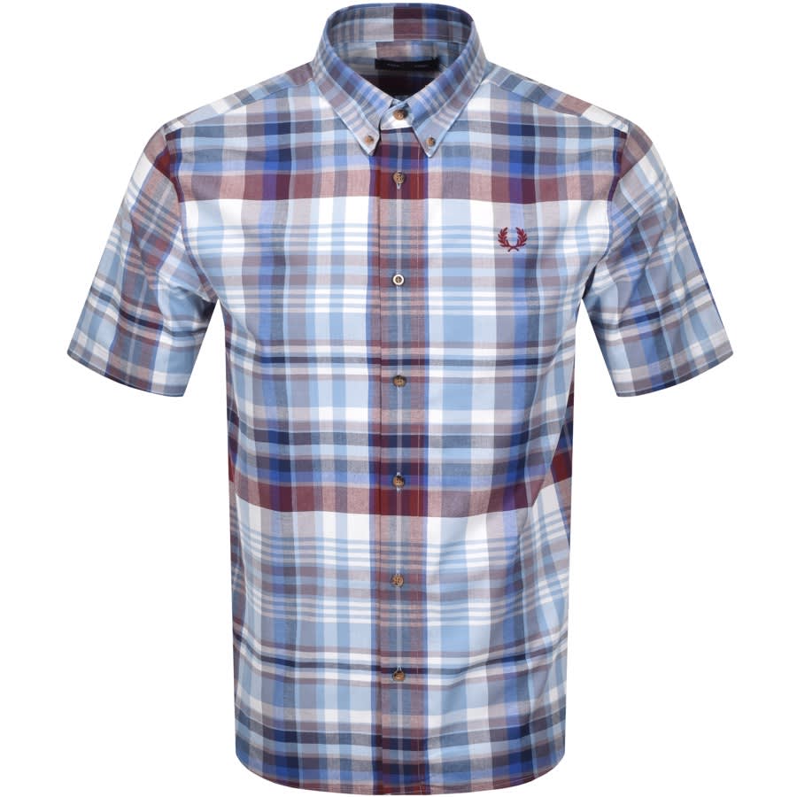 Alternative Image for ProductFred Perry Tartan Short Sleeved Shirt Blue1